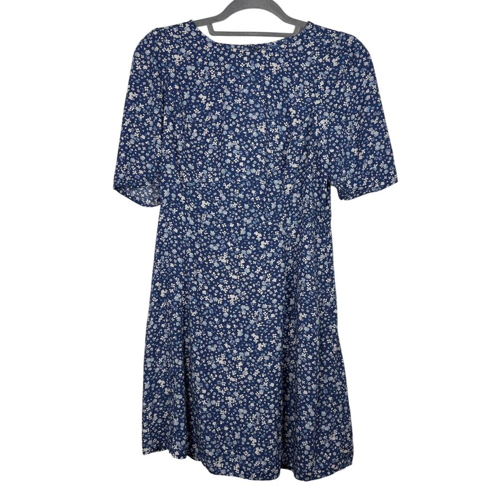 Old Navy Ditsy Floral Smocked Puff Sleeve Mini Dress Blue Casual Cottagecore M